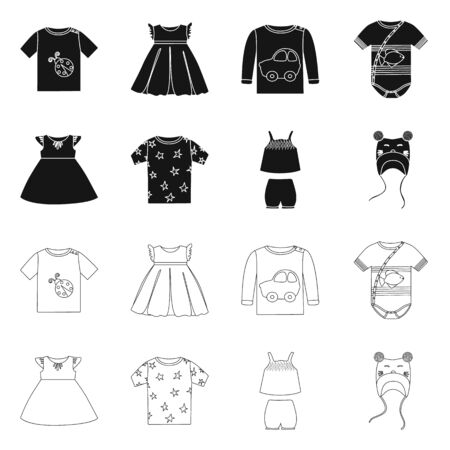 Vector illustration of fashion and garment  . Collection of fashion and cotton stock symbol for web.のイラスト素材