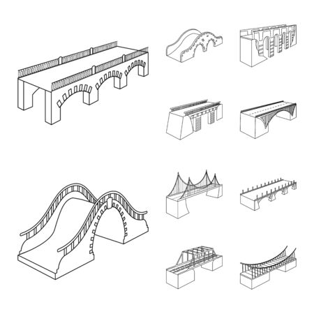 Vector illustration of landmark and structure sign. Set of landmark and crossing stock vector illustration.のイラスト素材