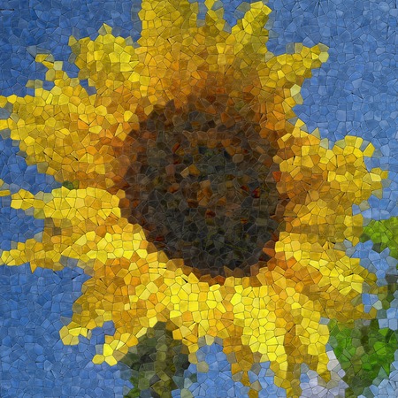 Sunflower glass mosaic generated texture or backgroundの写真素材