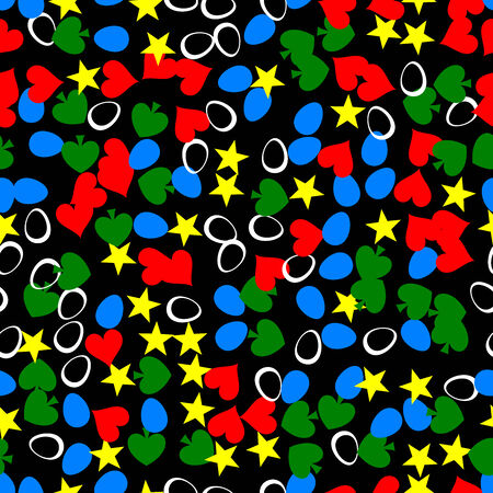 Eggs, hearts, stars and leaves seamless generated pattern or backgroundの写真素材