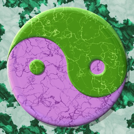 Yin-yang symbol with seamless generated marble texture backgroundの写真素材