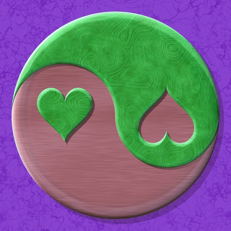 Yin-yang heart symbol with seamless generated texture の写真素材