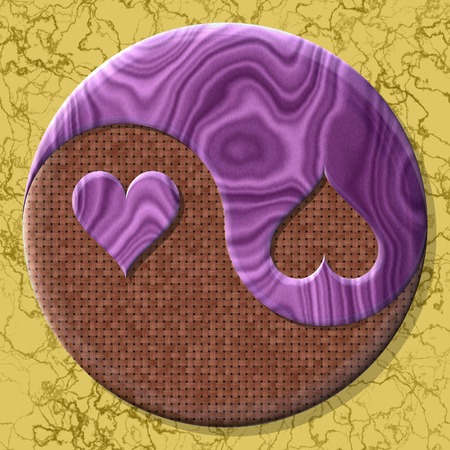 Yin-yang heart symbol with seamless generated texture backgroundの写真素材