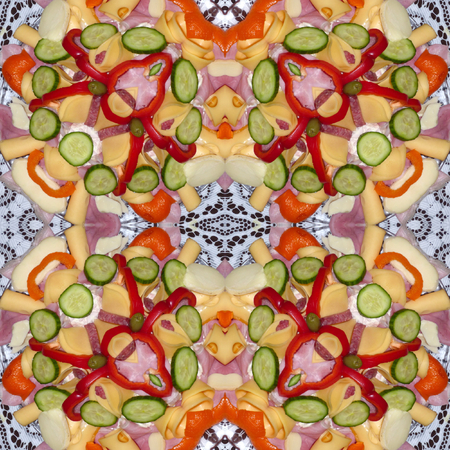 Kaleidoscopic food seamless generated texture or backgroundの写真素材