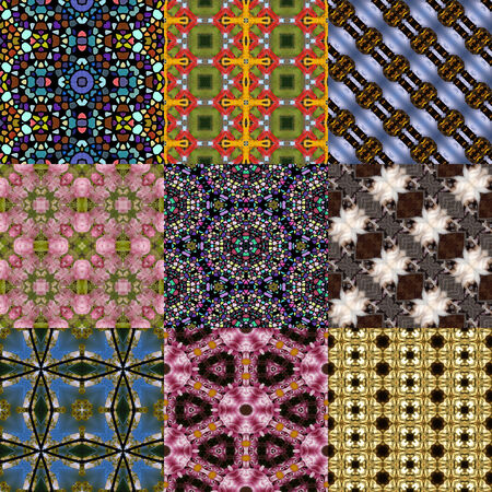 Set of kaleidoscopic seamless generated texturesの写真素材