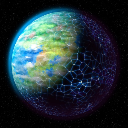 Network on planet generated texture background