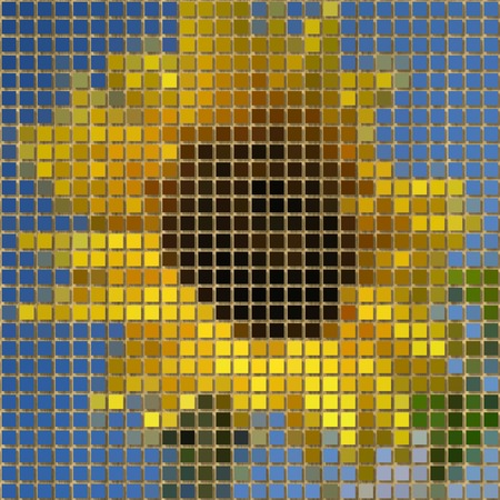 Sunflower pixelated image generated textureの写真素材