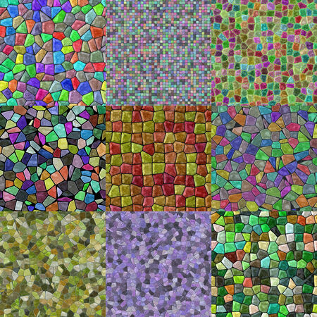 Set of glass mosaic seamless generated textures