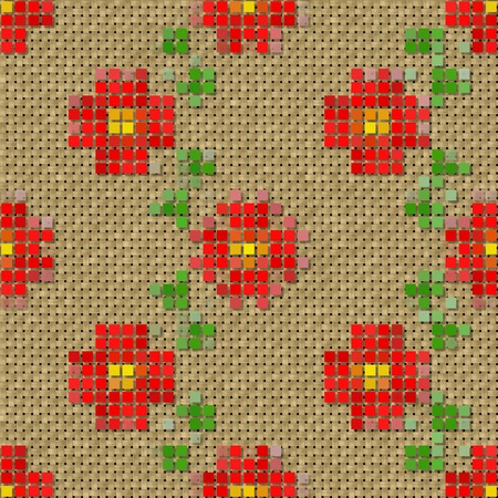 Flowers pixelated image generated seamless texture