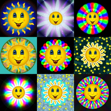 Set of happy bloom sun texturesの写真素材