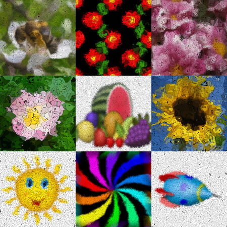 Set of graffiti mosaic generated texturesの写真素材