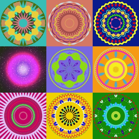 Set of mandala ornament generated texturesの写真素材