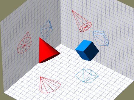 Descriptive geometry 3D projectionの写真素材