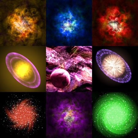 Set of abstract stars nebula generated texturesの写真素材