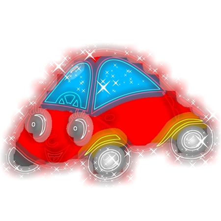 Toy car glowing backgroundの写真素材