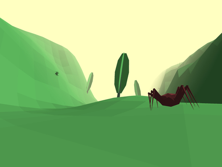 Low poly retro style bug worldの写真素材