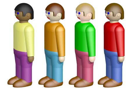 Toy nationalities isolated on white backgroundの写真素材