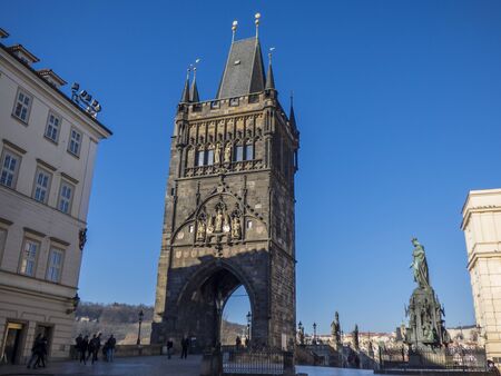 Old Town Bridge Tower in Prague, Czech Republicの写真素材