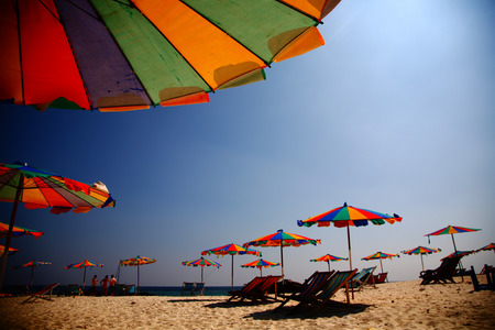 umbrella colorful on the beachの写真素材