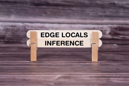 Concept words Edge Locals , Inference , Double Wooden Stick Clothespin Realistic Grunge Wooden...