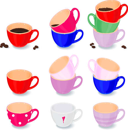 set of the coloured cups のイラスト素材