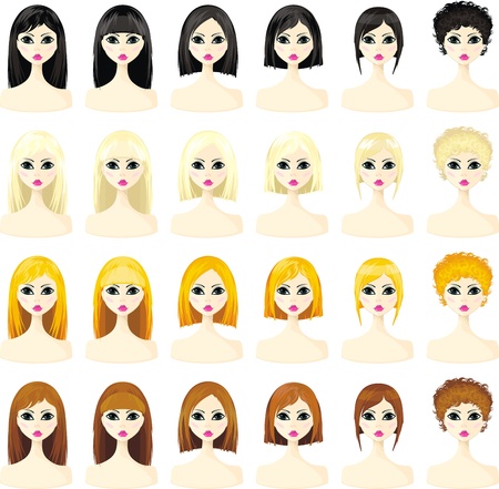 icons set of women s hairstylesのイラスト素材
