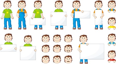  Set of cartoon men with cardsのイラスト素材