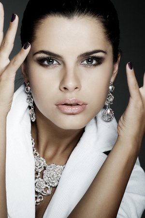 Photo of beautiful girl in weddings decorations in fashion styleの写真素材