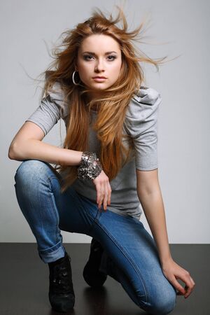 A photo of beautiful girl is in fashion style, glamurの写真素材
