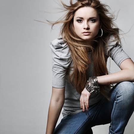 A photo of beautiful girl is in fashion style, glamurの写真素材