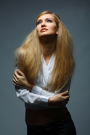 A photo of beautiful girl is in fashion style, glamourの写真素材