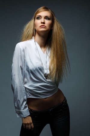 A photo of beautiful girl is in fashion style, glamourの写真素材