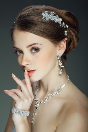 A beautiful young girl is in a wedding decorationの写真素材