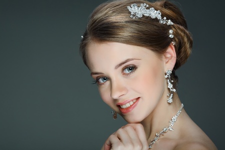 A beautiful young girl is in a wedding decorationの写真素材