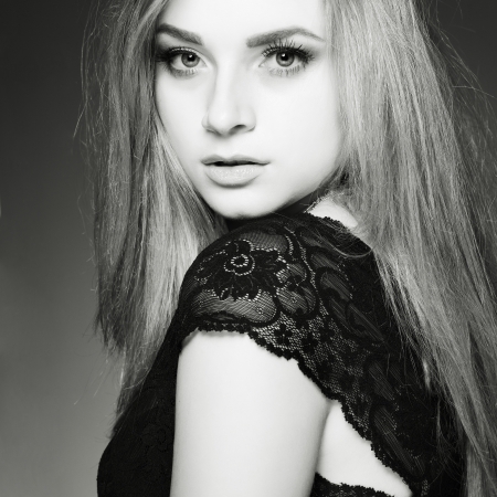 portrait elegant sexual woman  in fashion styleの写真素材