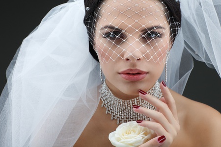 Portrait of beautiful bride. Wedding dress. Wedding decorationの写真素材