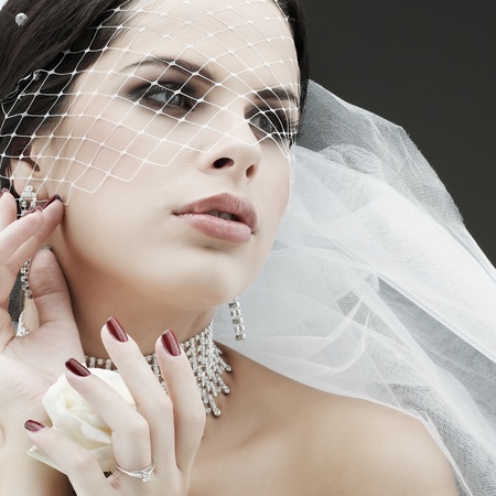 Portrait of beautiful bride. Wedding dress. Wedding decorationの写真素材
