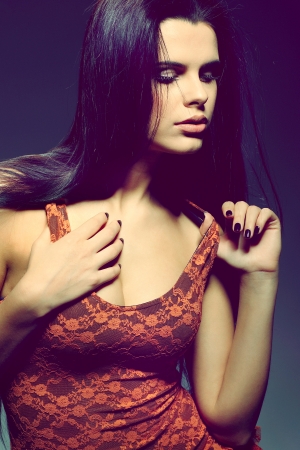 Attractive sexual brunette in lingerie の写真素材