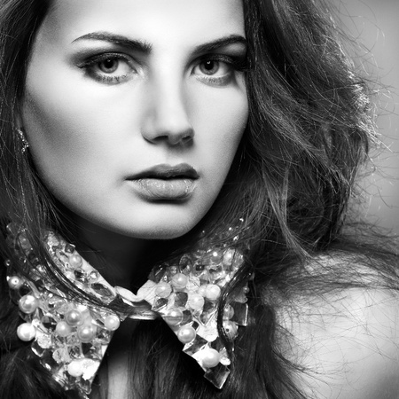  Fashion girl portrait Accessorys Dark hairsの写真素材