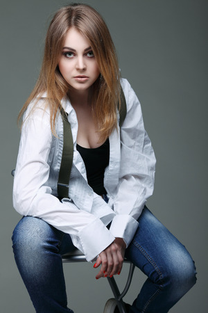 A photo of beautiful girl is in fashion style, glamourの写真素材