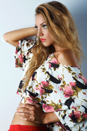 A photo of beautiful girl is in fashion style の写真素材