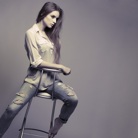A photo of beautiful girl is in fashion style, glamourの写真素材