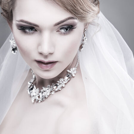 A photo of sexual beautiful girl in a wedding-dress is in fashion style. Wedding decorationsの写真素材
