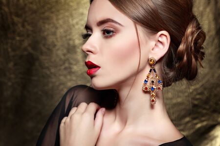 Fashion girl portrait.Accessorys.Red hairs.の写真素材