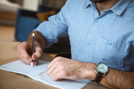 Bachelor man daily routine working from home single lifestyle concept planningの写真素材