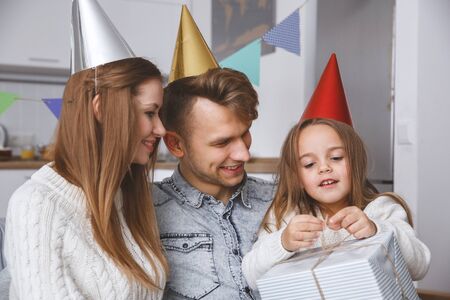 Family at home together leisure love concept birthday giftの写真素材