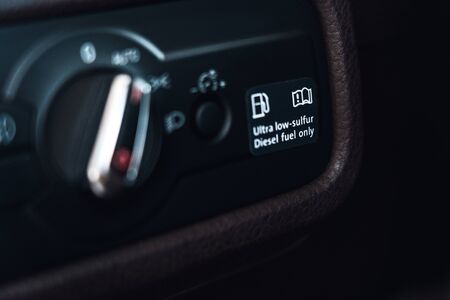 Mode of Transport. Car interior close-up disel fuel onlyの写真素材