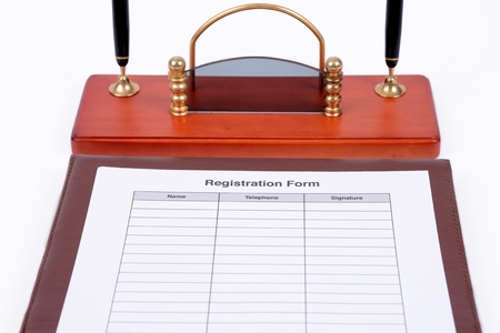 Registration form on white background.の写真素材