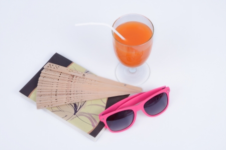 Summer holiday object on white background.の写真素材
