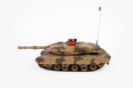 Remote control tank on white background の写真素材